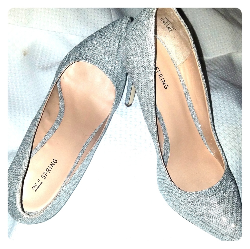 Silver Sparkly Pumps, Sz. 11